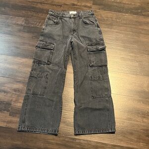 Cotton On Black Cargo Wide Leg Jeans